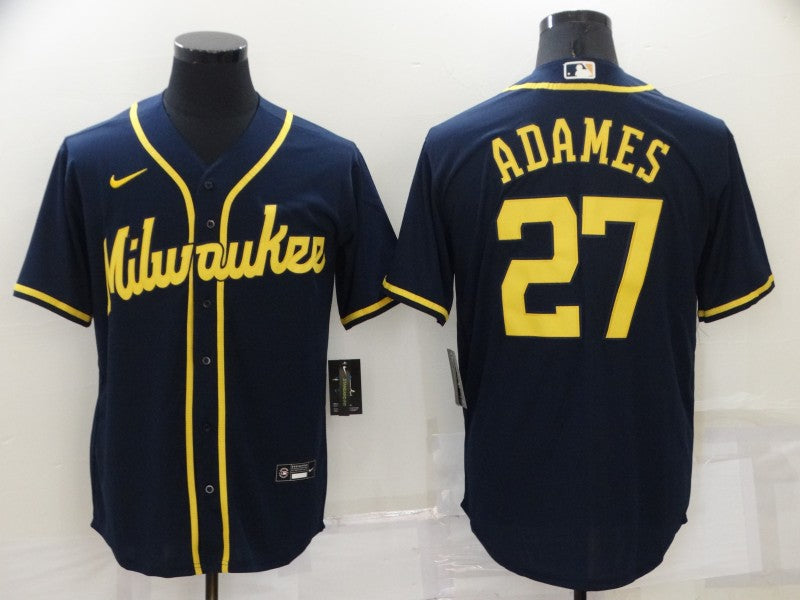 Men's Milwaukee Brewers Willy Adames #27 Navy Jersey